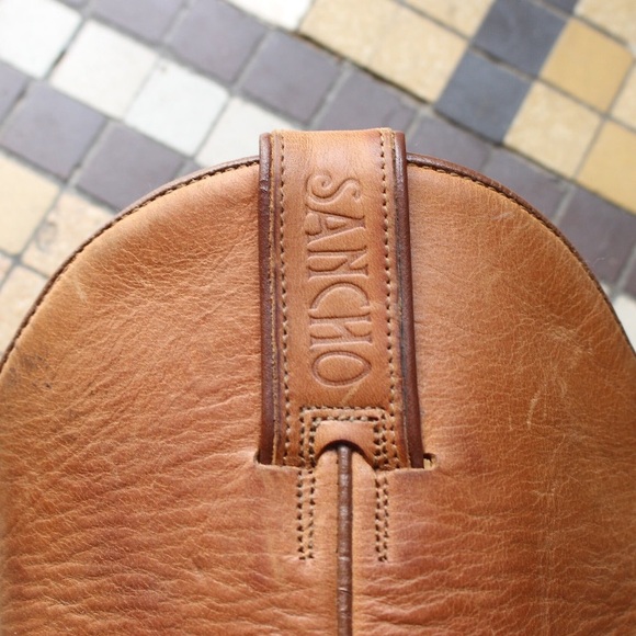 Vintage Sancho tan oiled leather biker boots 8 - Picture 10 of 11